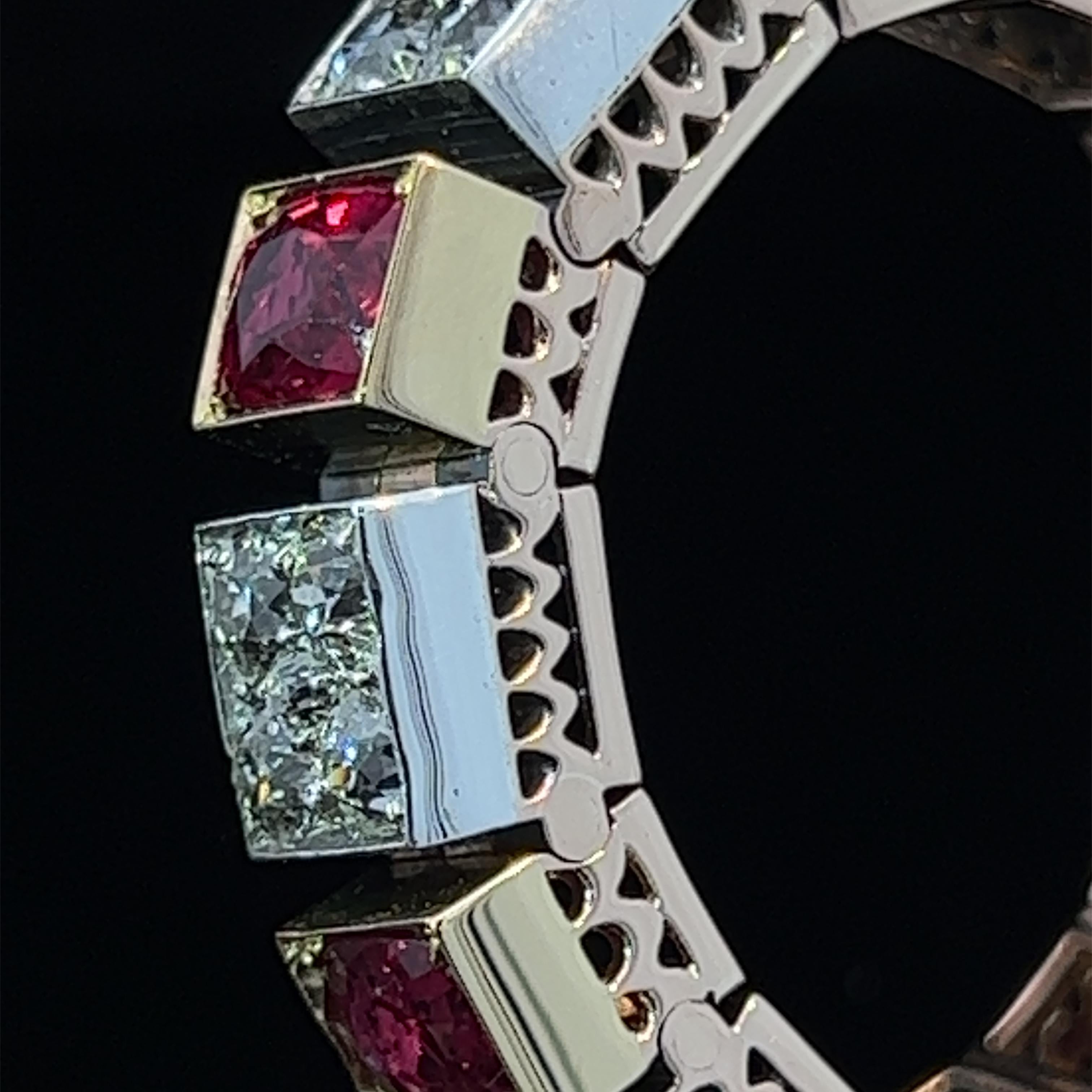 Edwardian Two Tone Ruby & Diamond Bracelet Circa 1910 For Sale 2