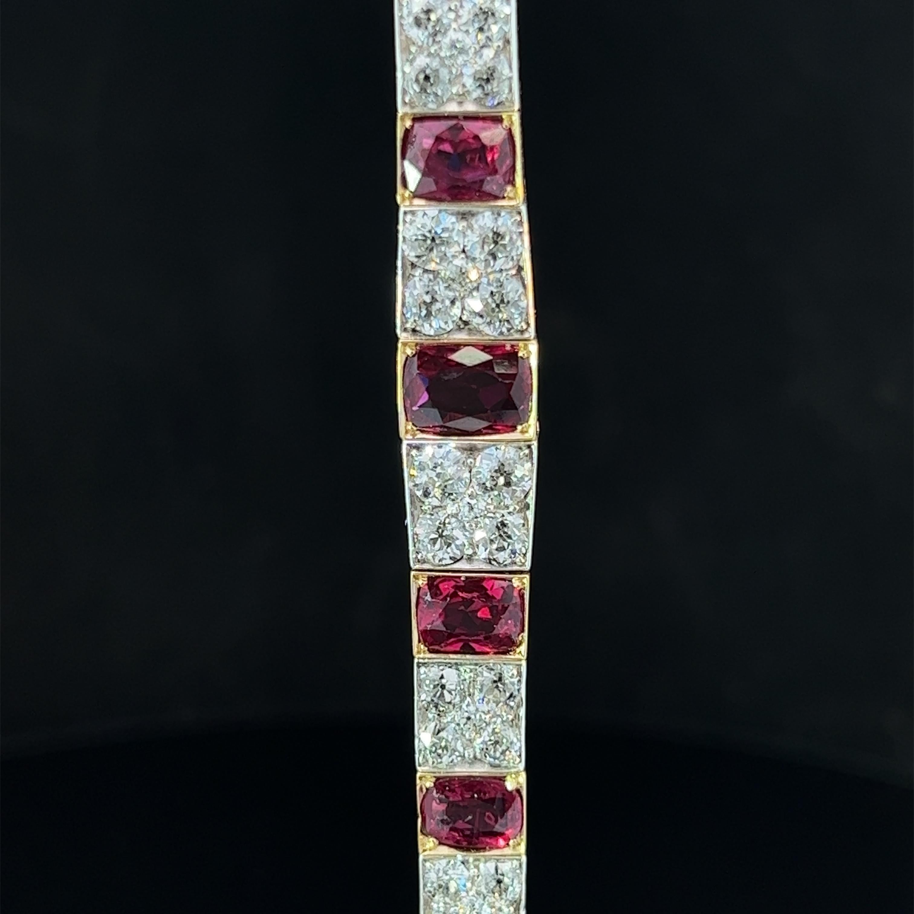 Edwardian Two Tone Ruby & Diamond Bracelet Circa 1910 For Sale 3