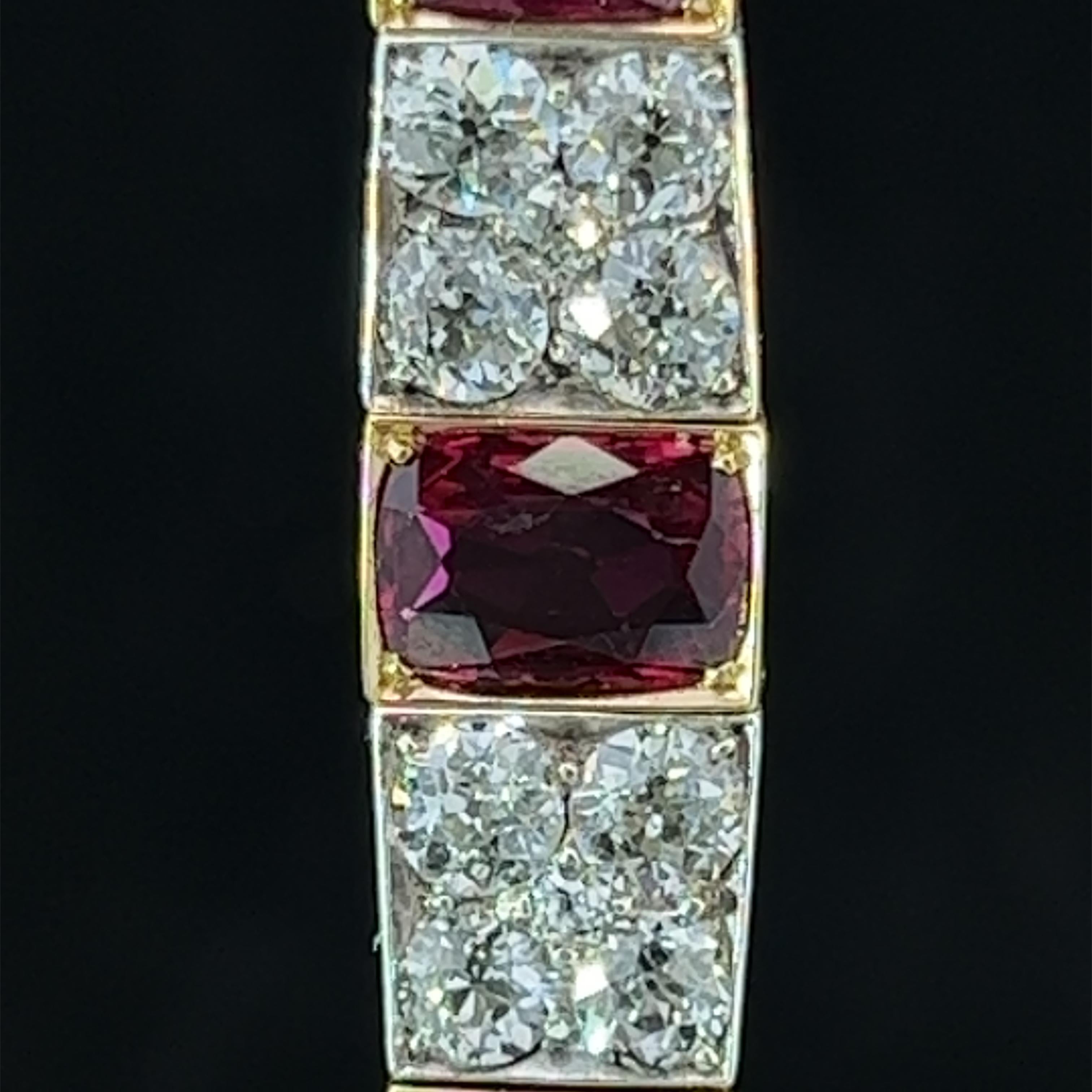 Edwardian Two Tone Ruby & Diamond Bracelet Circa 1910 For Sale 4