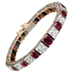 Bracelet édouardien bicolore rubis et diamants Circa 1910