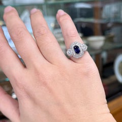 Edwardian Unheated Sapphire Diamond Platinum Ring