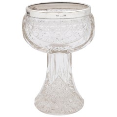 Edwardian, Unusual, Sterling Silver-Mounted Hobnail-Cut Crystal Posy Vase