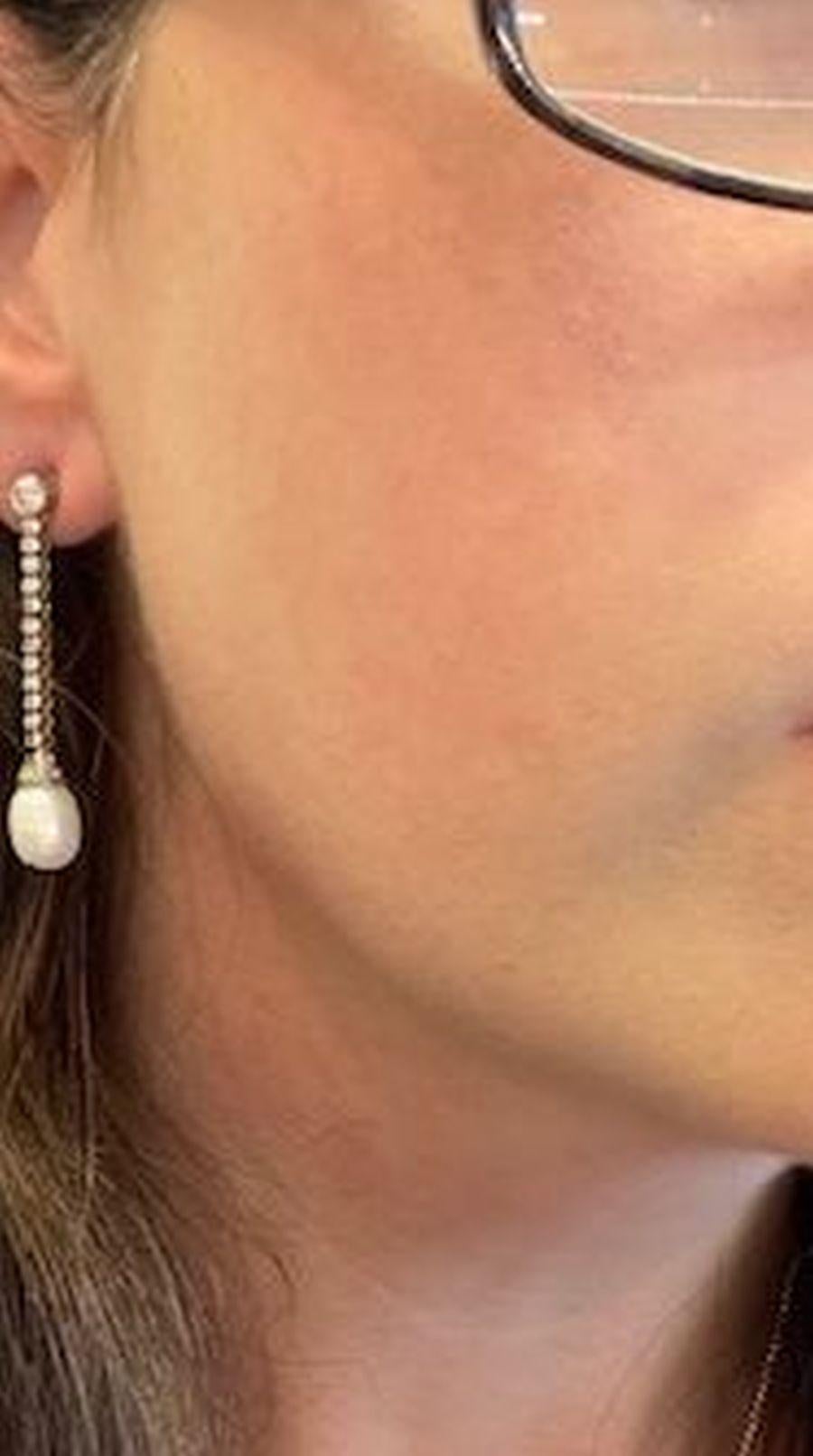 Donna Orecchini a goccia in platino con diamanti e perle di epoca edoardiana in vendita