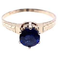 Edwardian Vintage Gem Sapphire Solitaire Engagement Ring 1ct Antique 14K