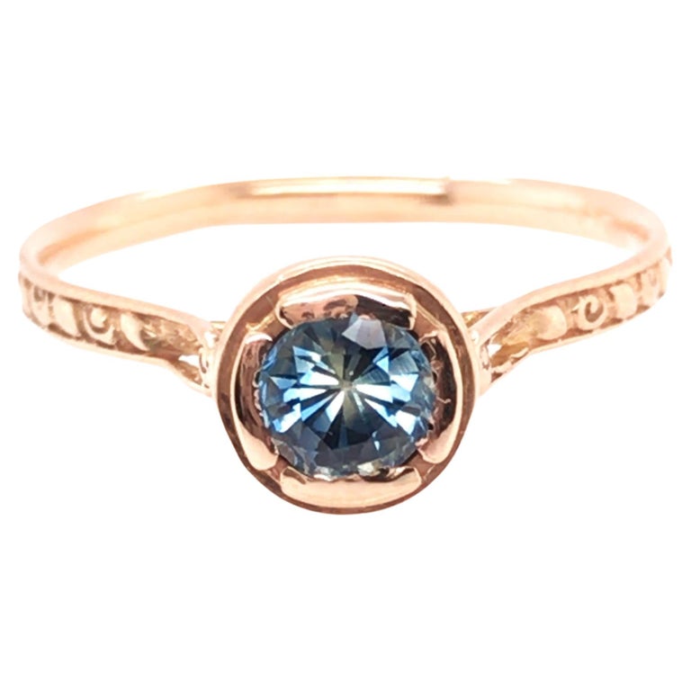 Go Rings Edwardian Vintage Gem Sapphire Solitaire Engagement Ring .33ct Antique ...