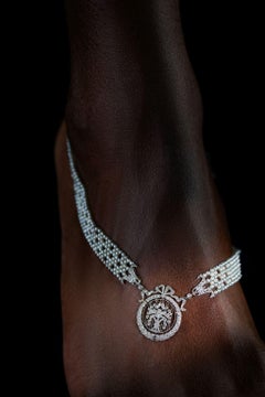 Collana edoardiana d'epoca in platino con diamanti e perle di mare, 1910 ca.