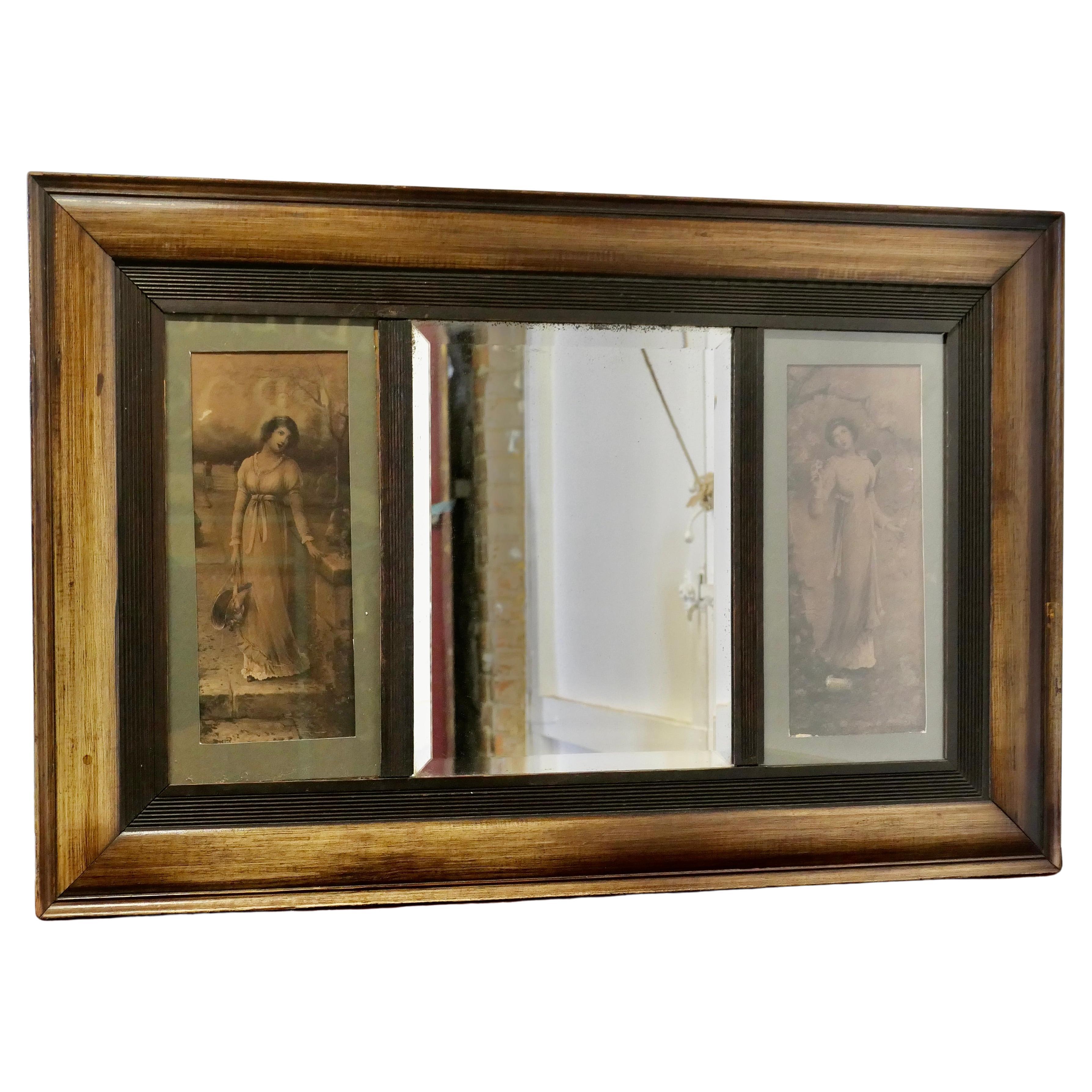 Edwardian Wall Mirror with Prints This is a lovely decorative piece im Angebot