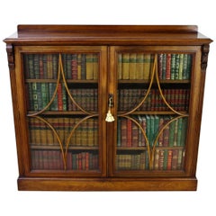 Edwardian Walnut 2-Door Glazed Bookcase
