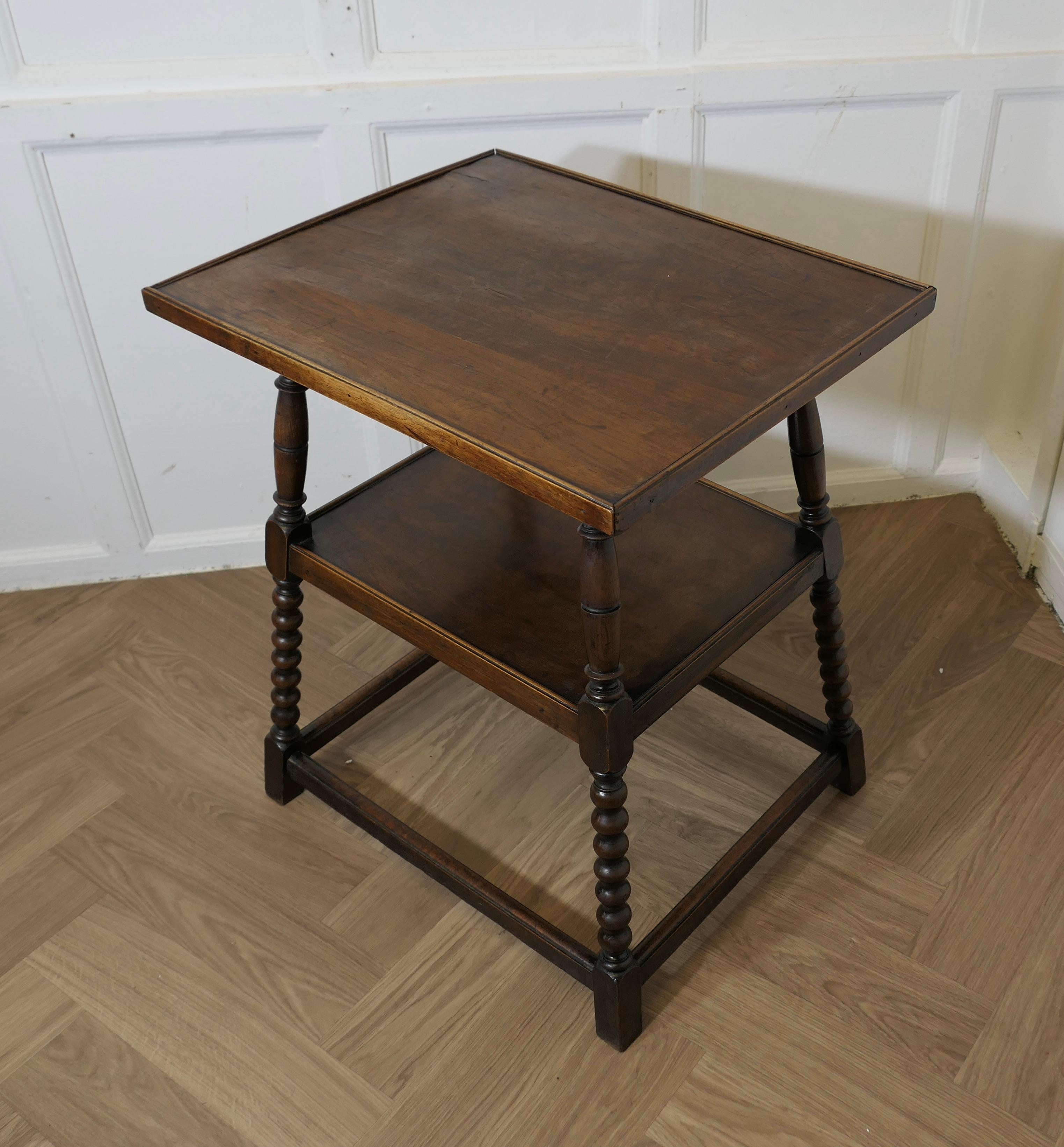 Early 20th Century Edwardian Walnut 2 Tier Occasional Table  This useful little table has two tiers For Sale