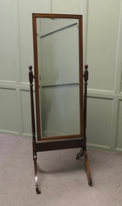 Edwardian Walnut Cheval Mirror