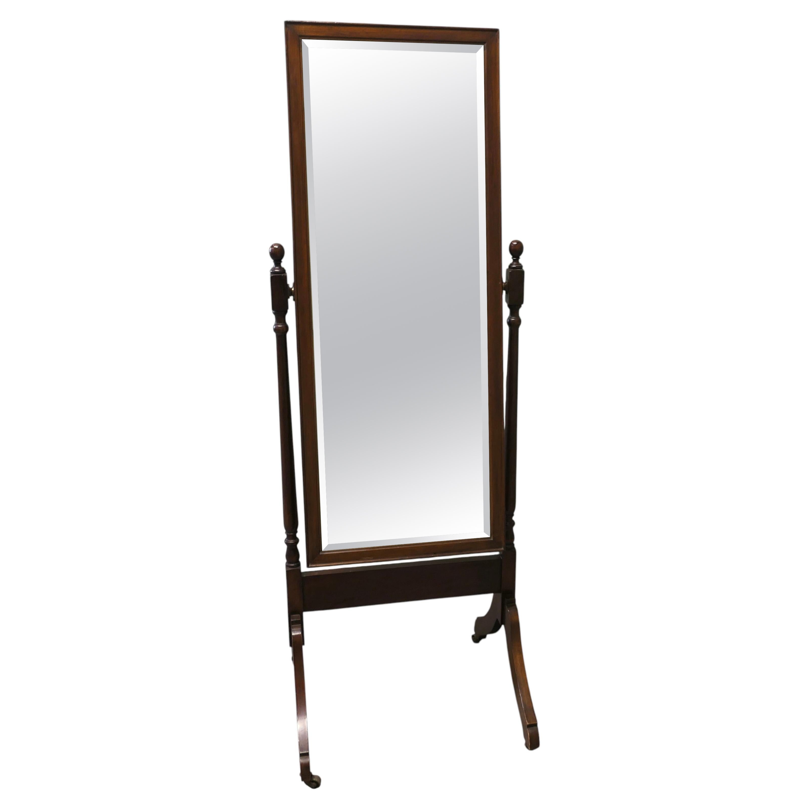 Edwardian Walnut Cheval Mirror