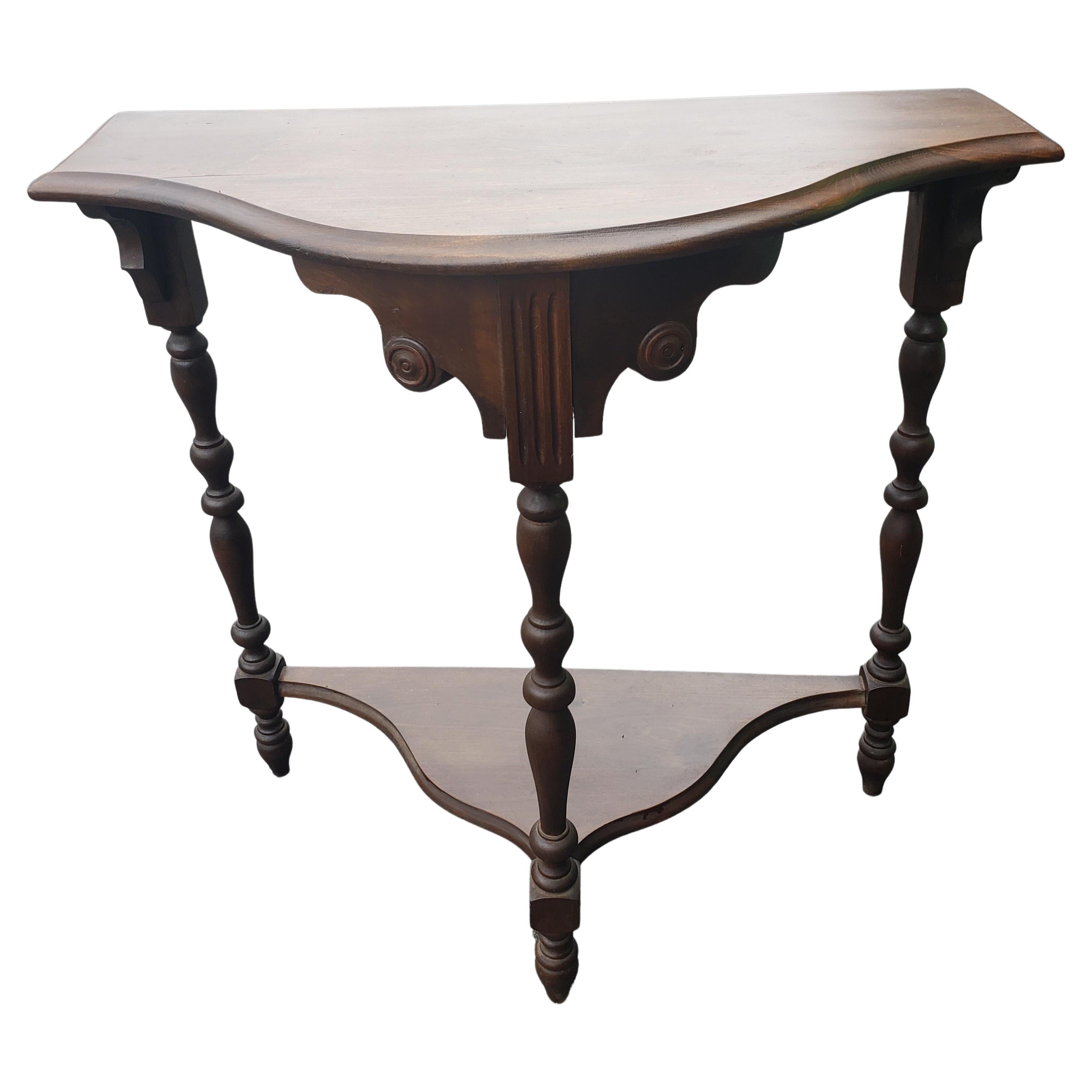 Edwardian Walnut Console Table with Turned Legs, Circa 1920s