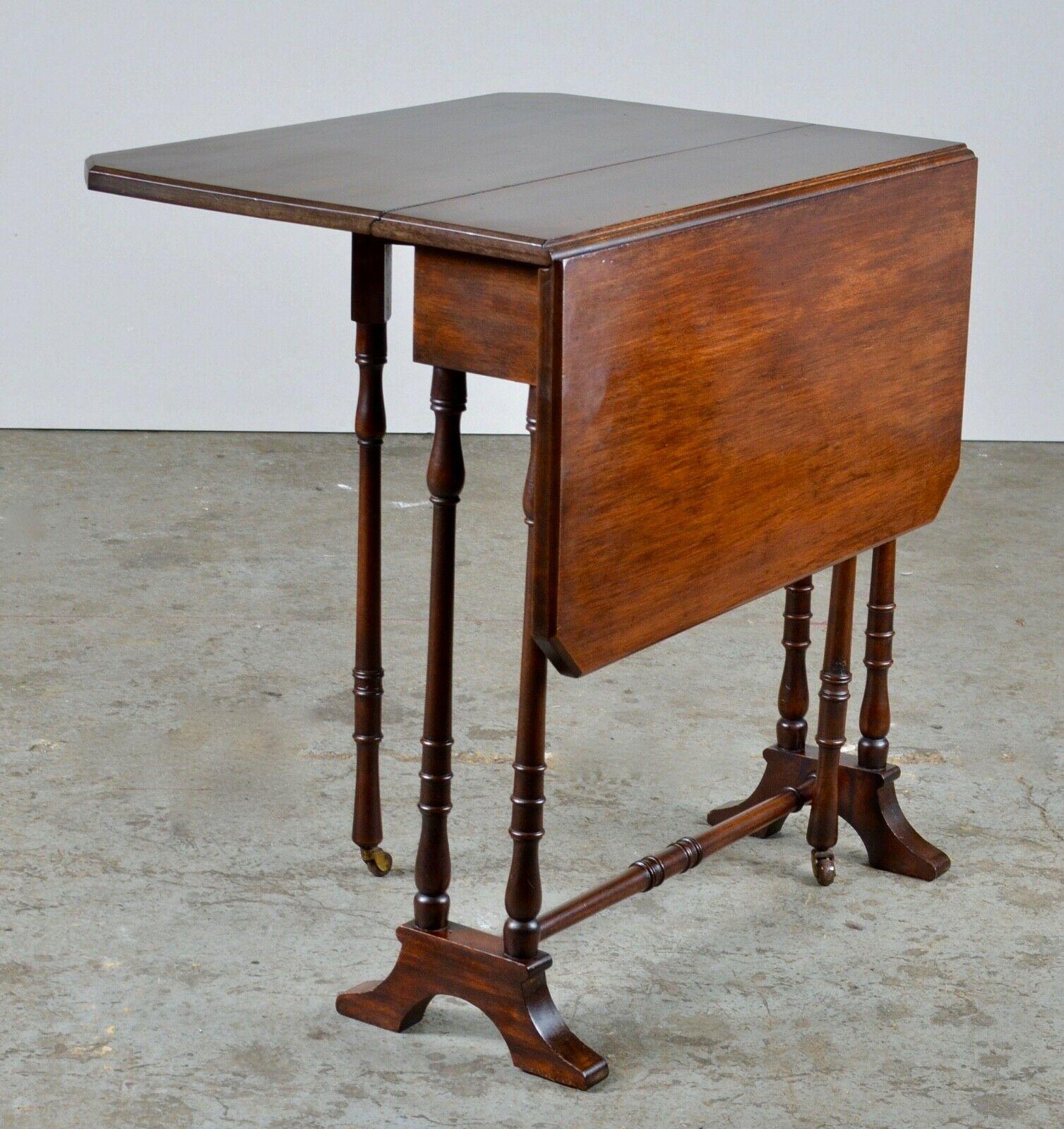 Hand-Crafted Edwardian Walnut Drop Leaf Sutherland Occasional Table