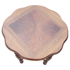 Edwardian Walnut Occasional Table with Book Matched Top , circa 1930s"