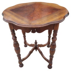 Edwardian Walnut Occasional Table with Book Matched Top , circa 1930s"