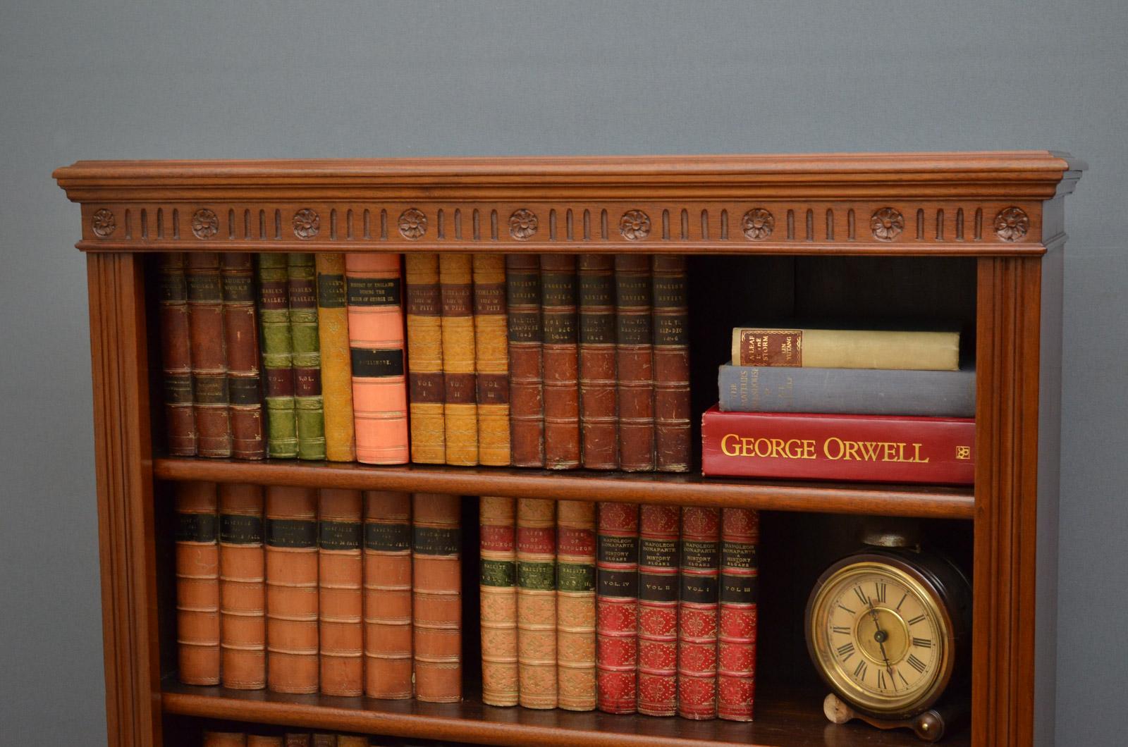 English Edwardian Walnut Open Bookcase