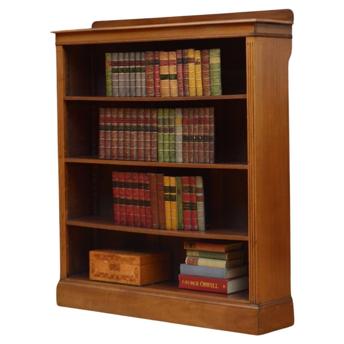 Edwardian Walnut Open Bookcase For Sale