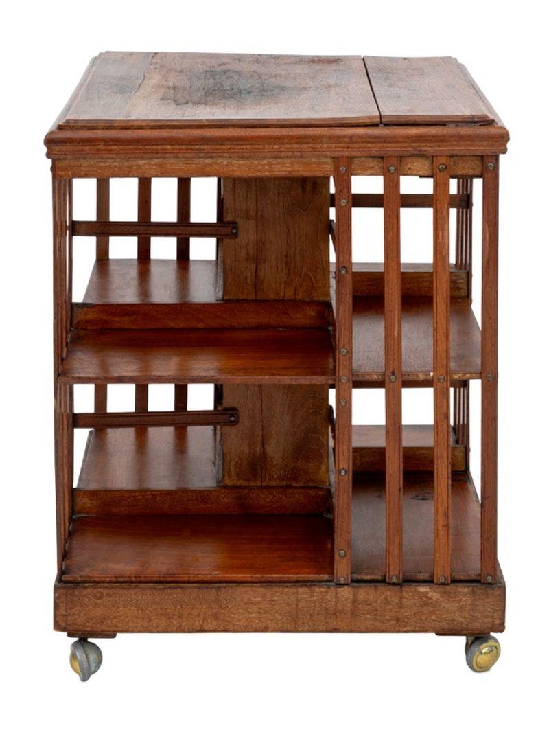 Edwardian Walnut Revolving Bookcase In Good Condition For Sale In Astoria, NY