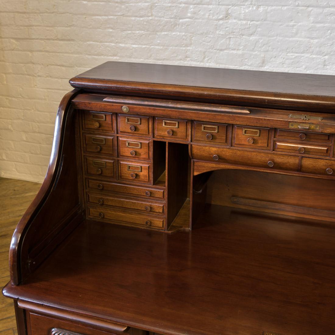 Edwardian Walnut Roll Top Desk at 1stDibs edwardian roll top desk