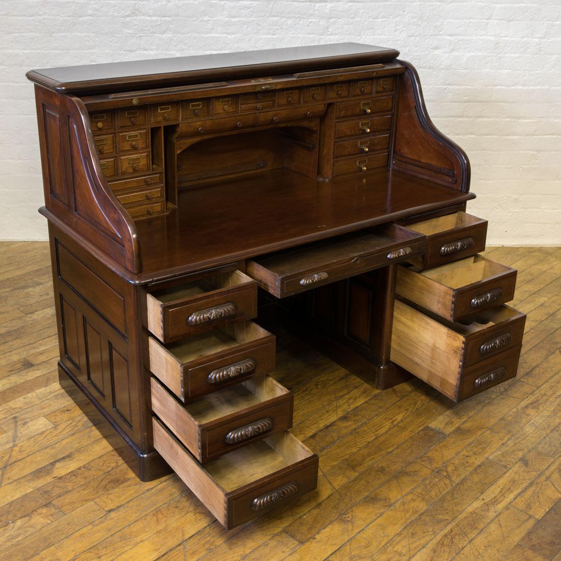 Edwardian Walnut Roll Top Desk at 1stDibs edwardian roll top desk