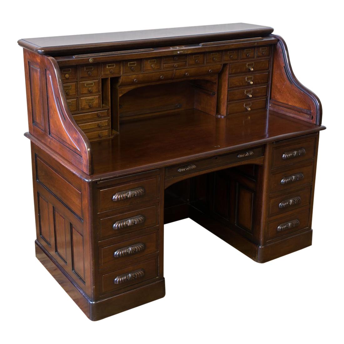 Edwardian Walnut Roll Top Desk at 1stDibs edwardian roll top desk