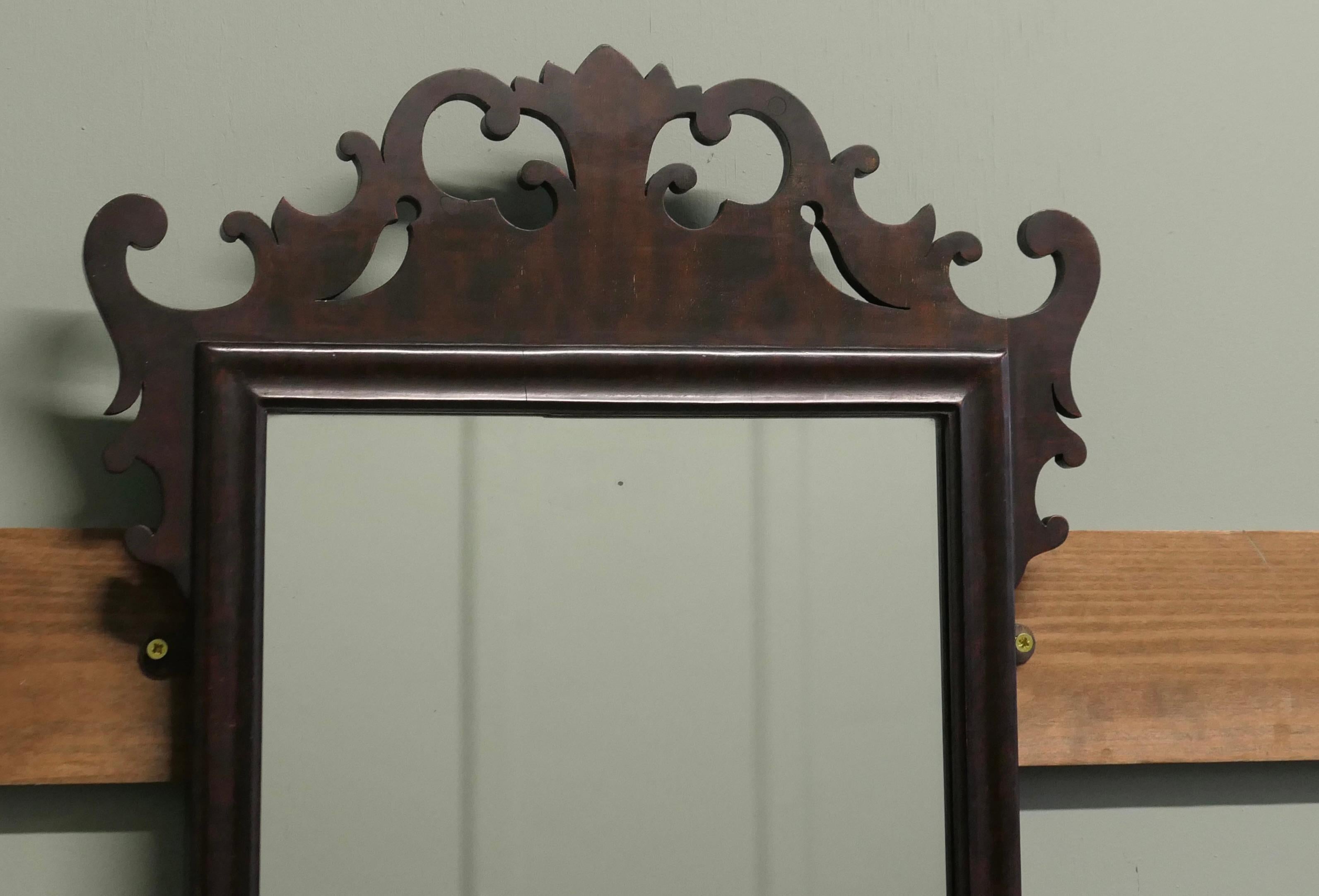 Georgian Edwardian Walnut Wall Mirror   Charming walnut wall mirror For Sale