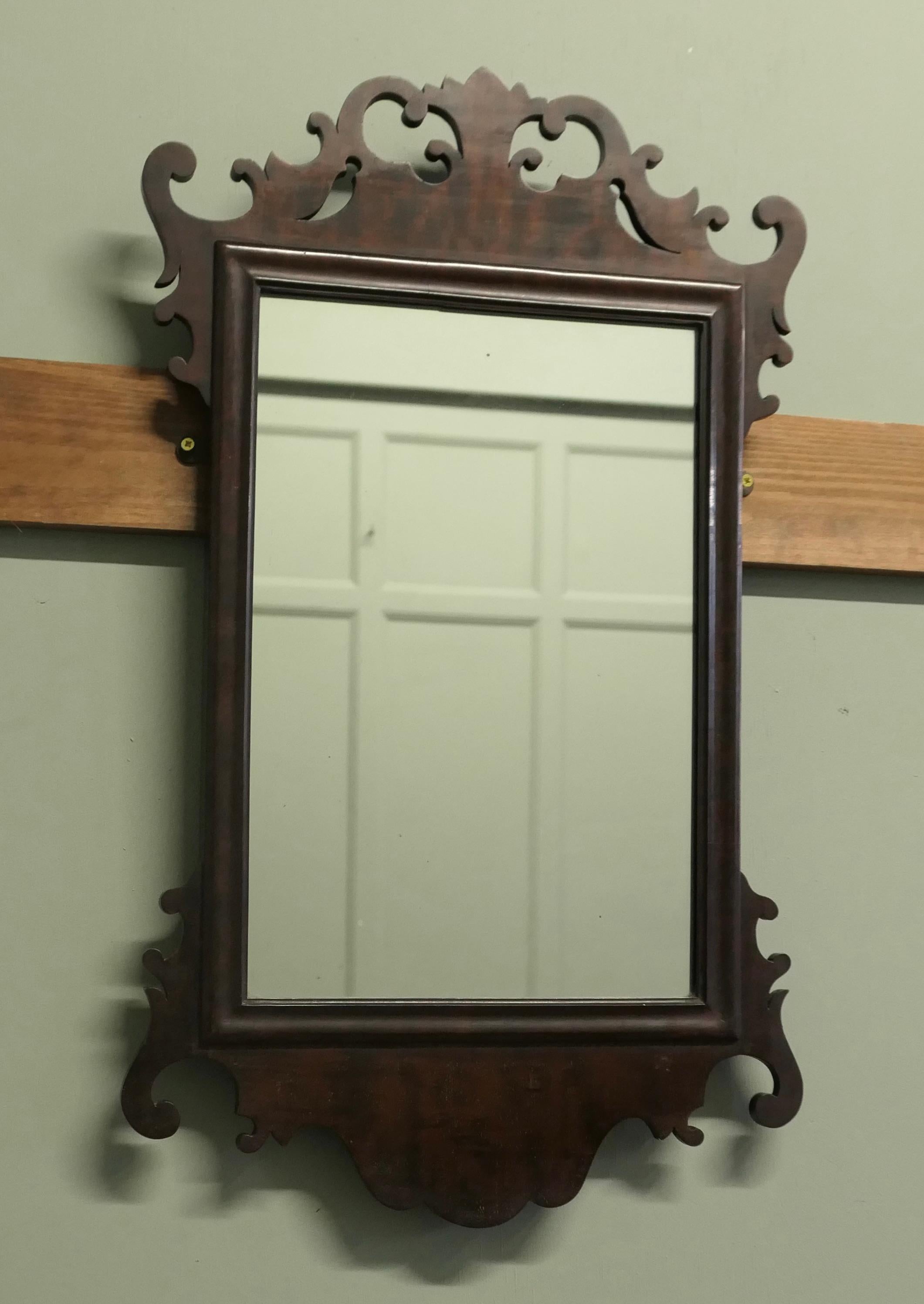 Early 20th Century Edwardian Walnut Wall Mirror   Charming walnut wall mirror For Sale