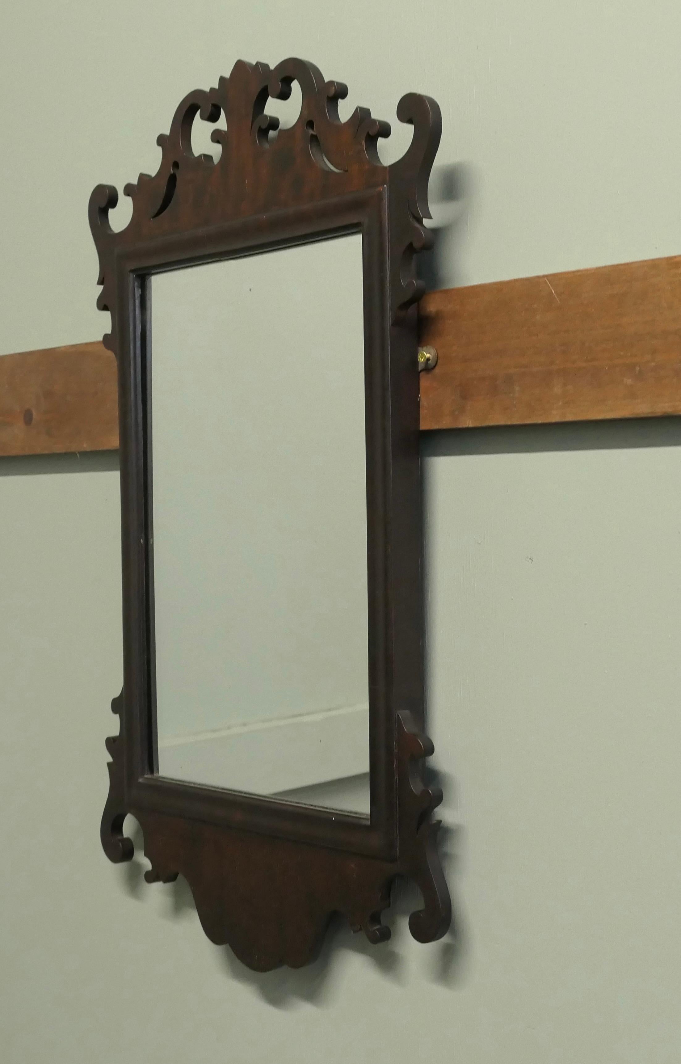 Edwardian Walnut Wall Mirror   Charming walnut wall mirror For Sale 1