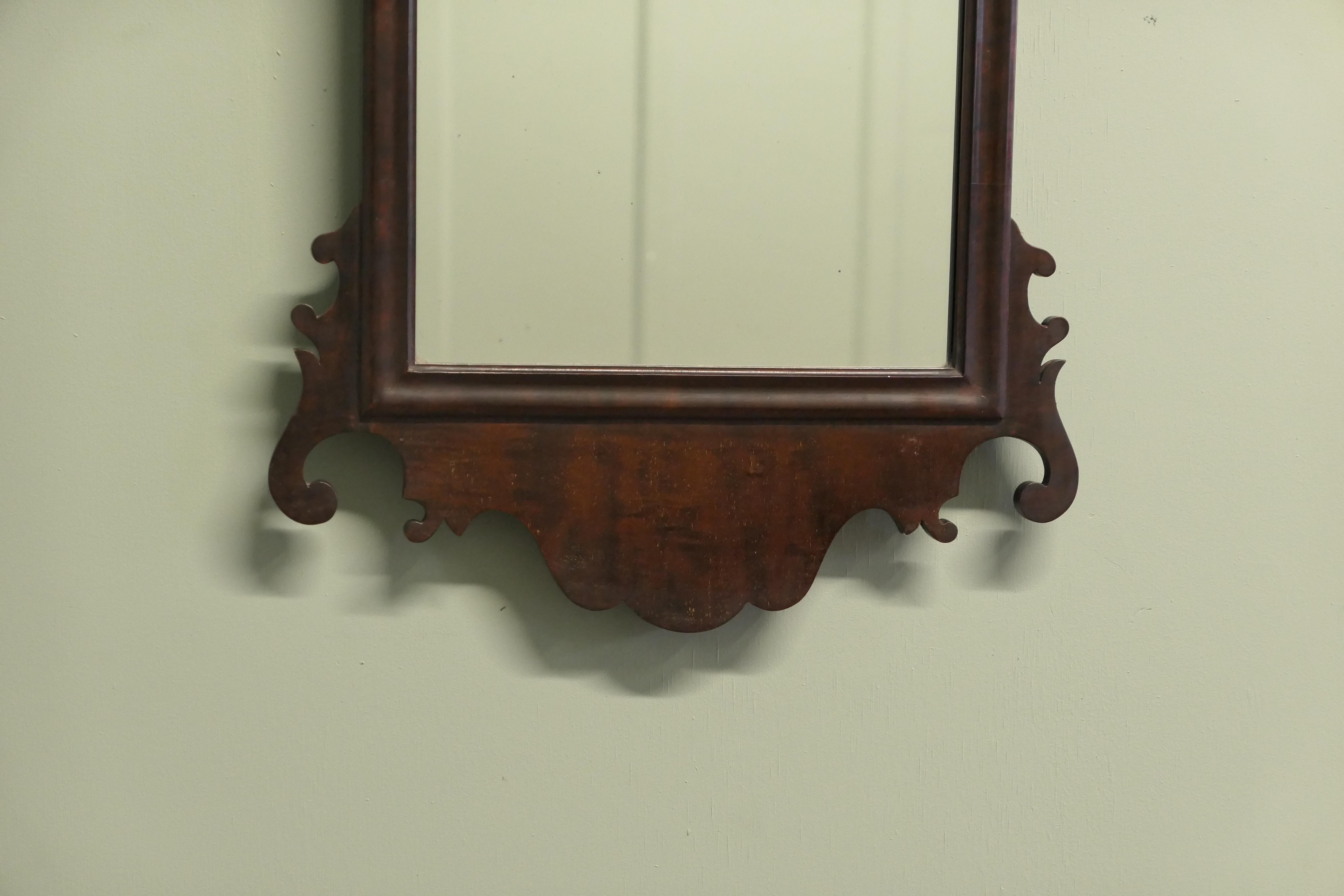 Edwardian Walnut Wall Mirror   Charming walnut wall mirror For Sale 2