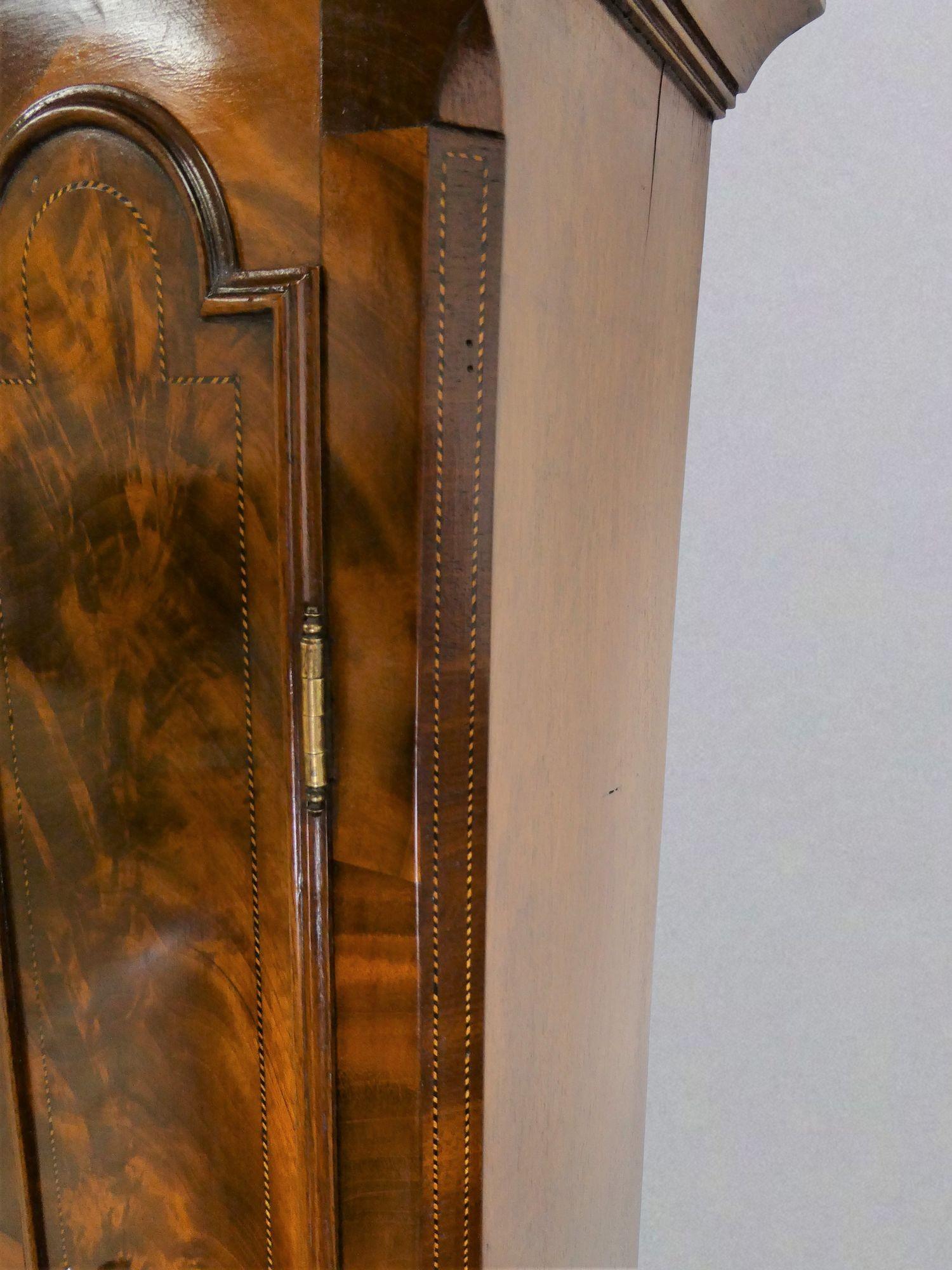 English Edwardian Walnut Weight Driven Grandmother Clock For Sale