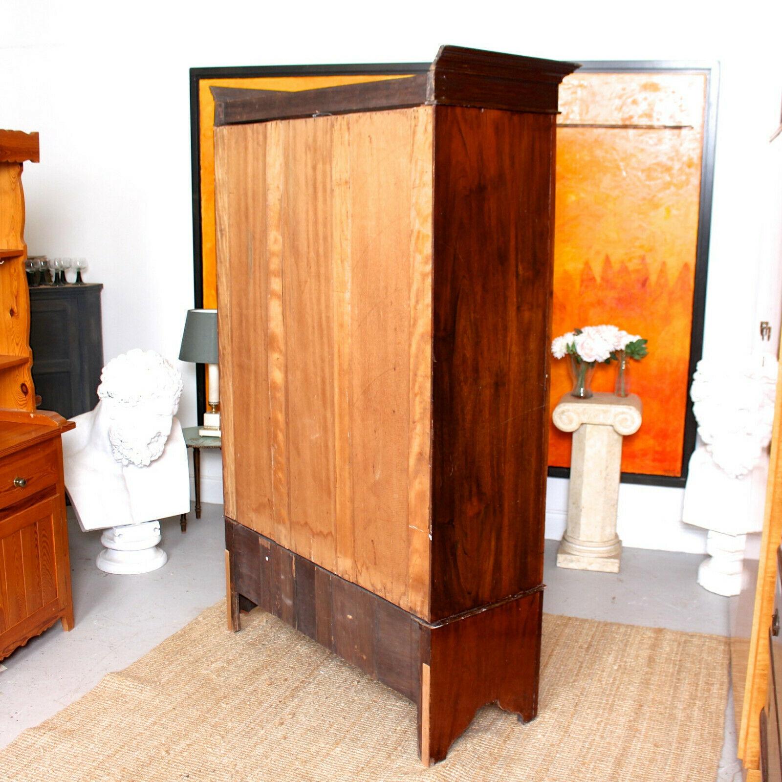 Edwardian Wardrobe Mahogany Mirrored Armoire 4