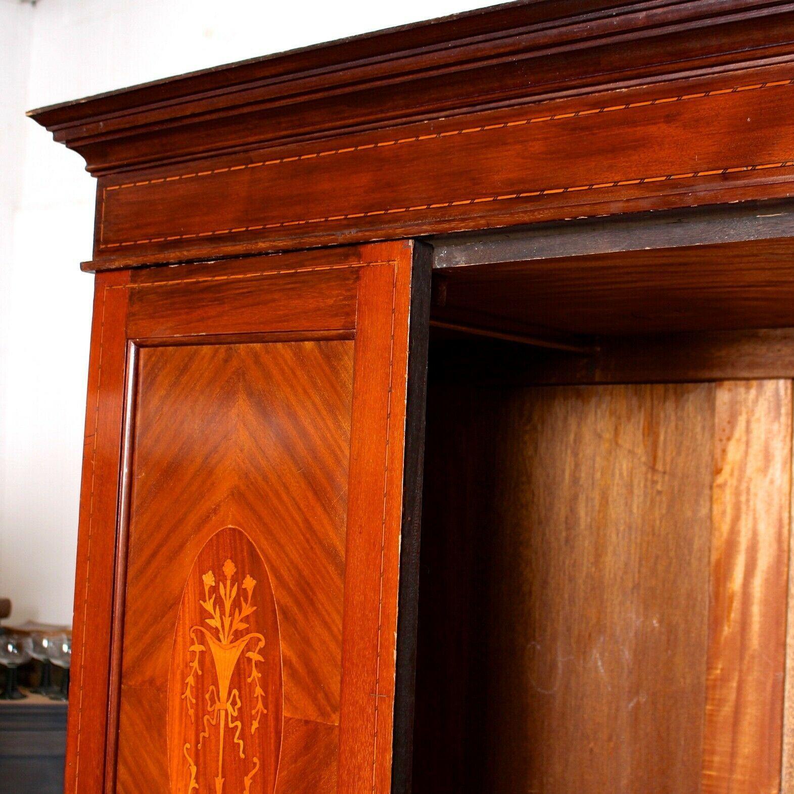 Edwardian Wardrobe Mahogany Mirrored Armoire 1