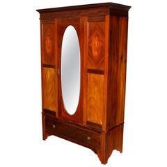 Edwardian Wardrobe Mahogany Mirrored Armoire