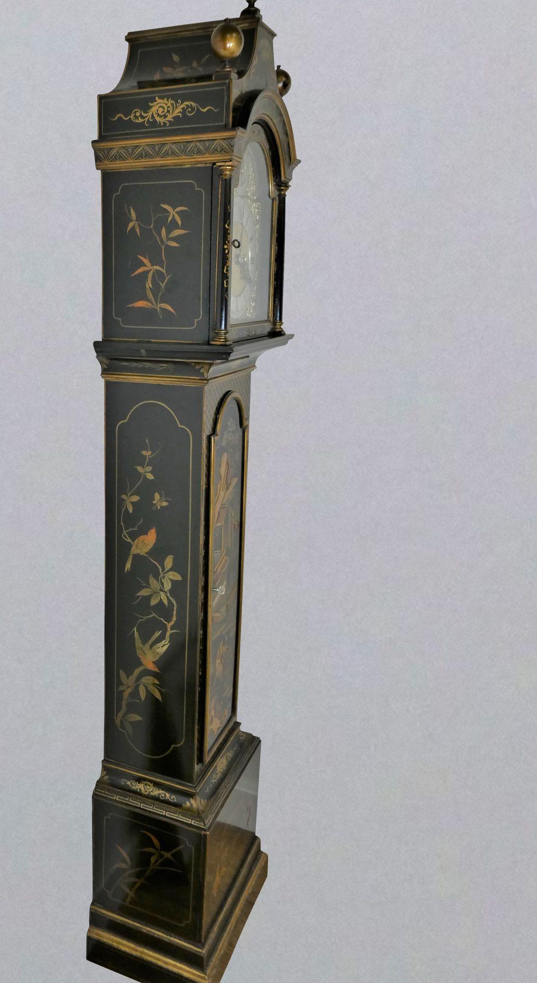 Edwardian Weight Driven Chinoiserie Decorated Grandmother Clock For Sale 1