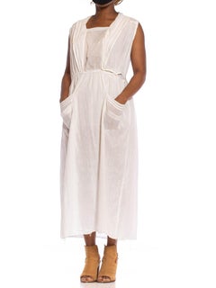 Edwardian White Antique Organic Cotton Sleeveless Dress