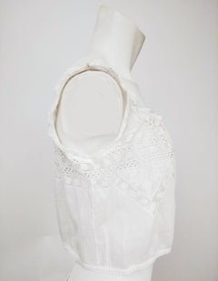 Edwardian White Cotton Lace Camisole w/ Ribbon Trim