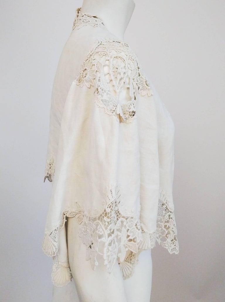 Edwardian White Cotton Lace Shawl at 1stDibs | edwardian shawl