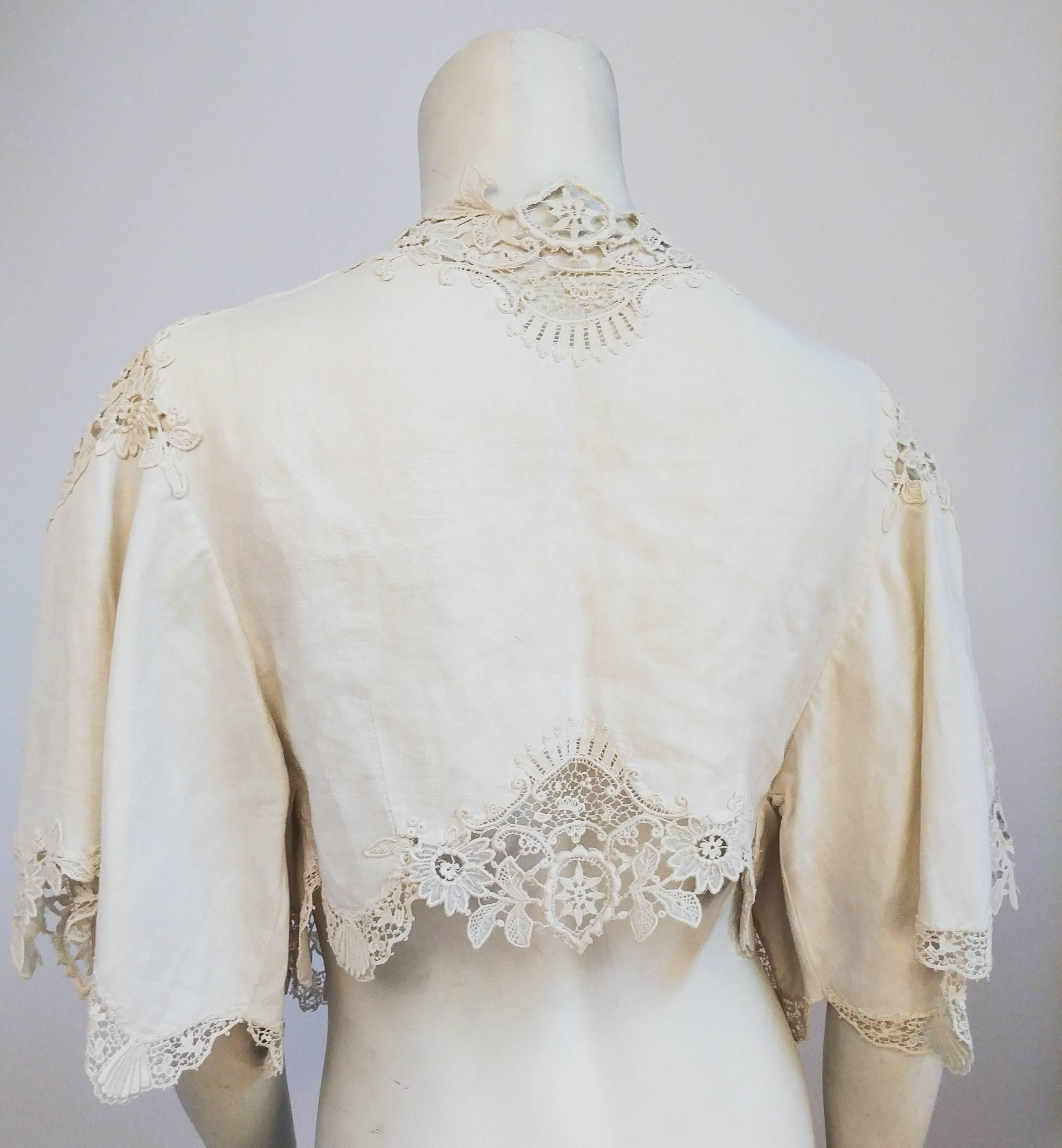 Gray Edwardian White Cotton Lace Shawl