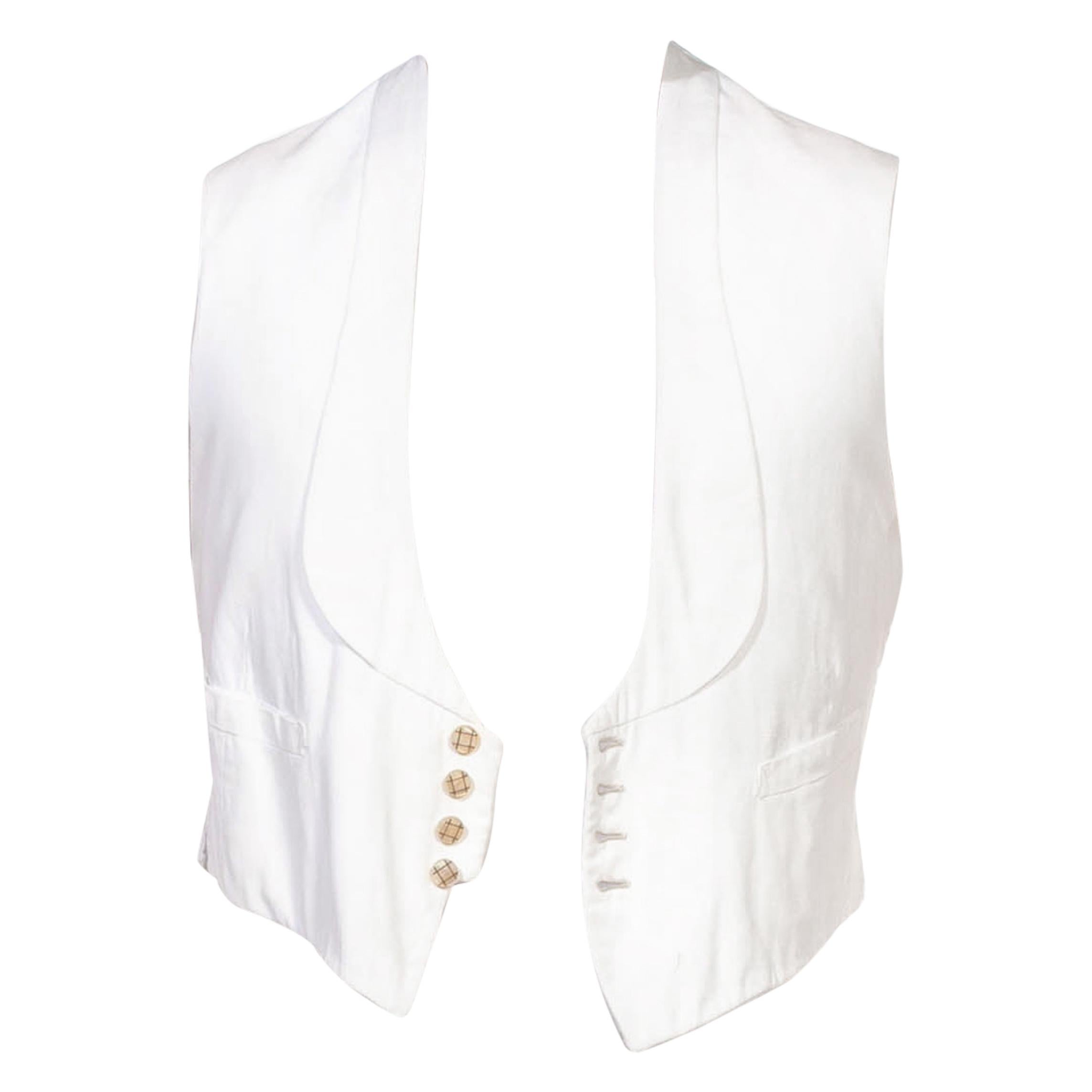 Edwardian White Cotton Ottoman Mens Low Cut Lapeled White-Tie Vest