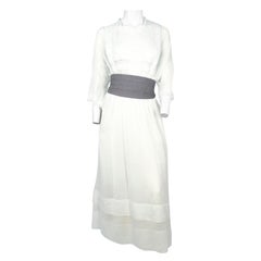 Edwardian White Day Dress with Lace Trim 