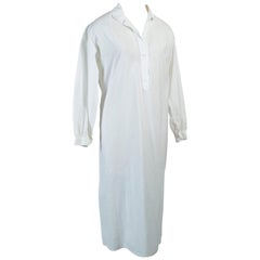 Camicia da notte edoardiana in popeline di cotone ricamato - M, anni 1910