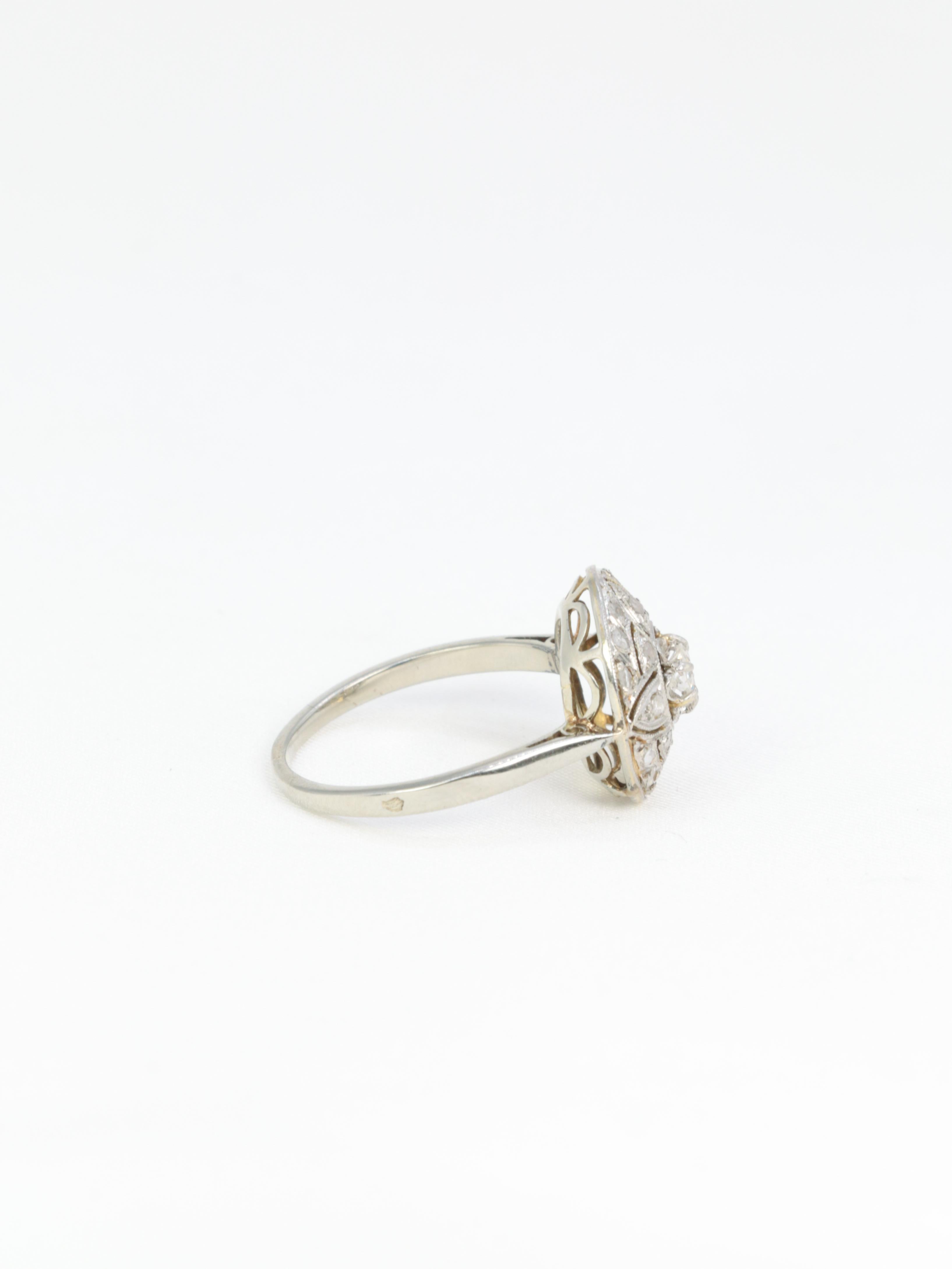 Brilliant Cut Edwardian White Gold and Diamond Dome Ring For Sale