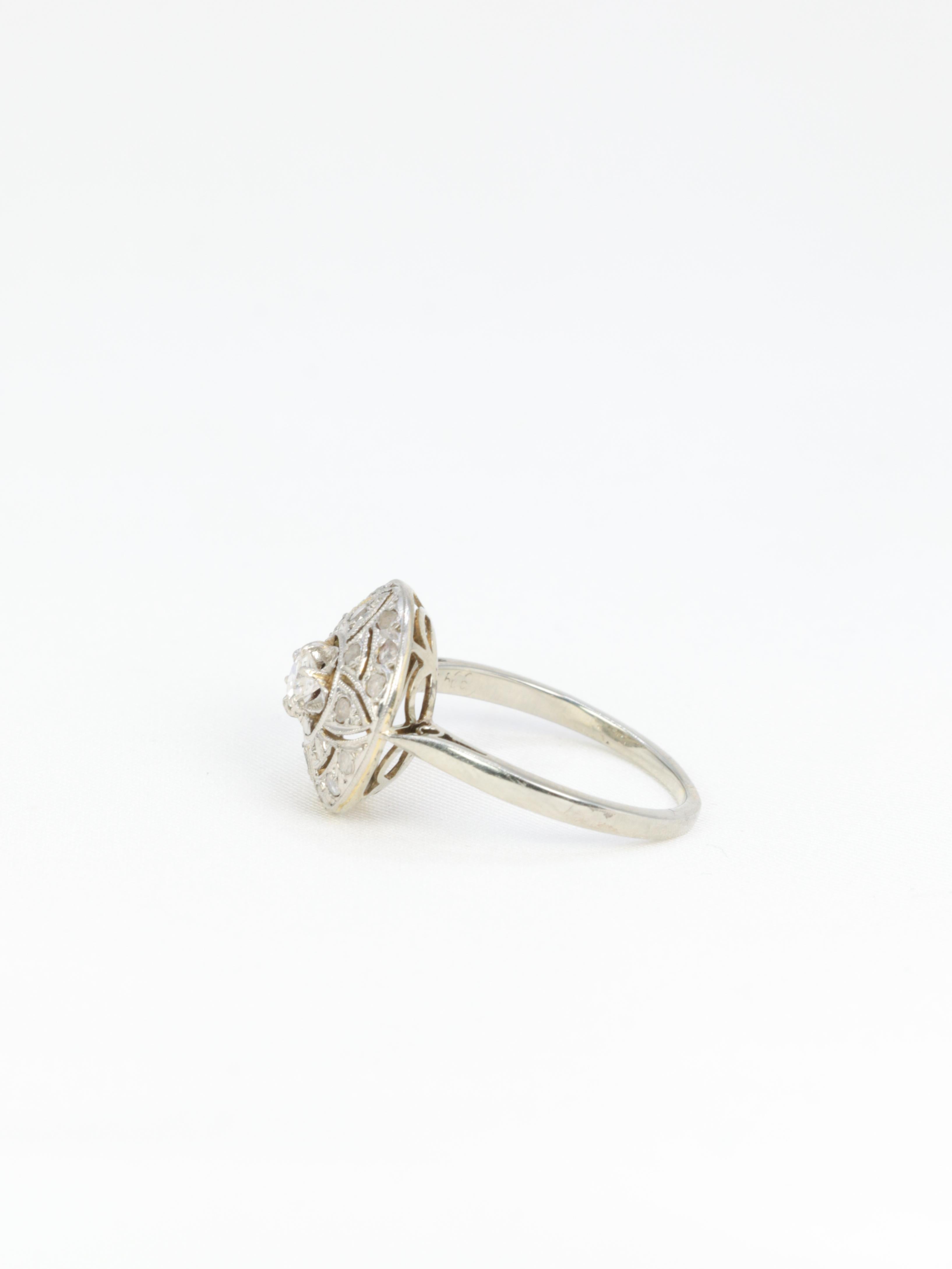 Women's Edwardian White Gold and Diamond Dome Ring For Sale
