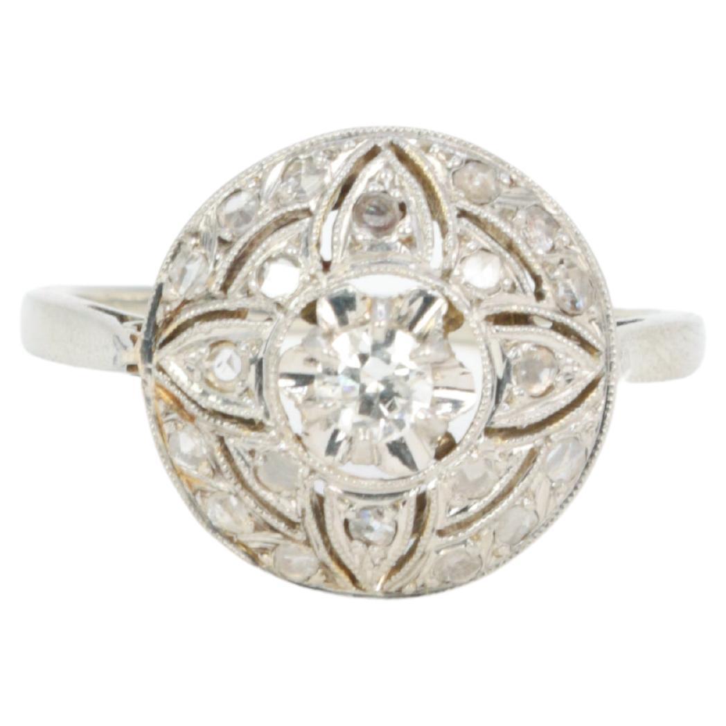 Edwardian White Gold and Diamond Dome Ring For Sale