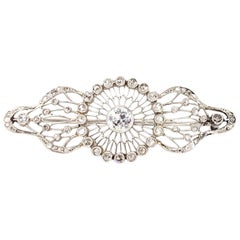Edwardian White Gold Diamond Filigree Brooch, circa 1920