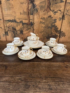 Edwardian white & gold tea/coffee set of 6 cups and saucers