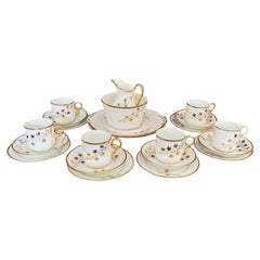 Edwardian white & gold tea/coffee set of 6 cups and saucers