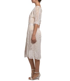 Edwardian White Hand Embroidered Organic Cotton Victorian Lace Tea Dress