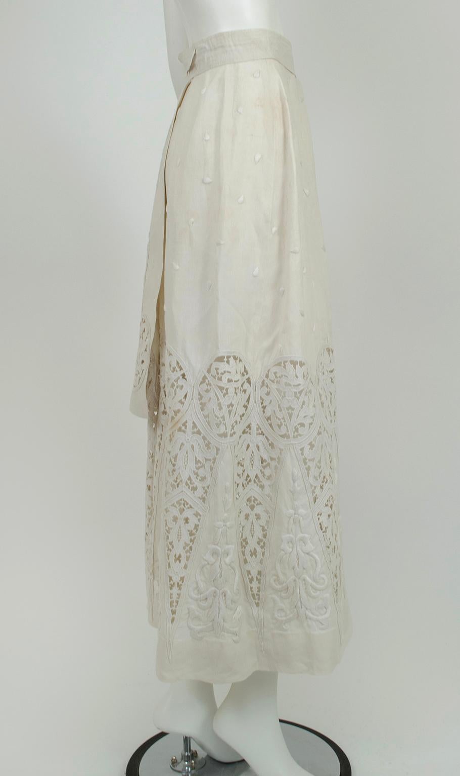 Edwardian White Irish Crochet and Cotton Walking or Wedding Suit – L, 1900s For Sale 7