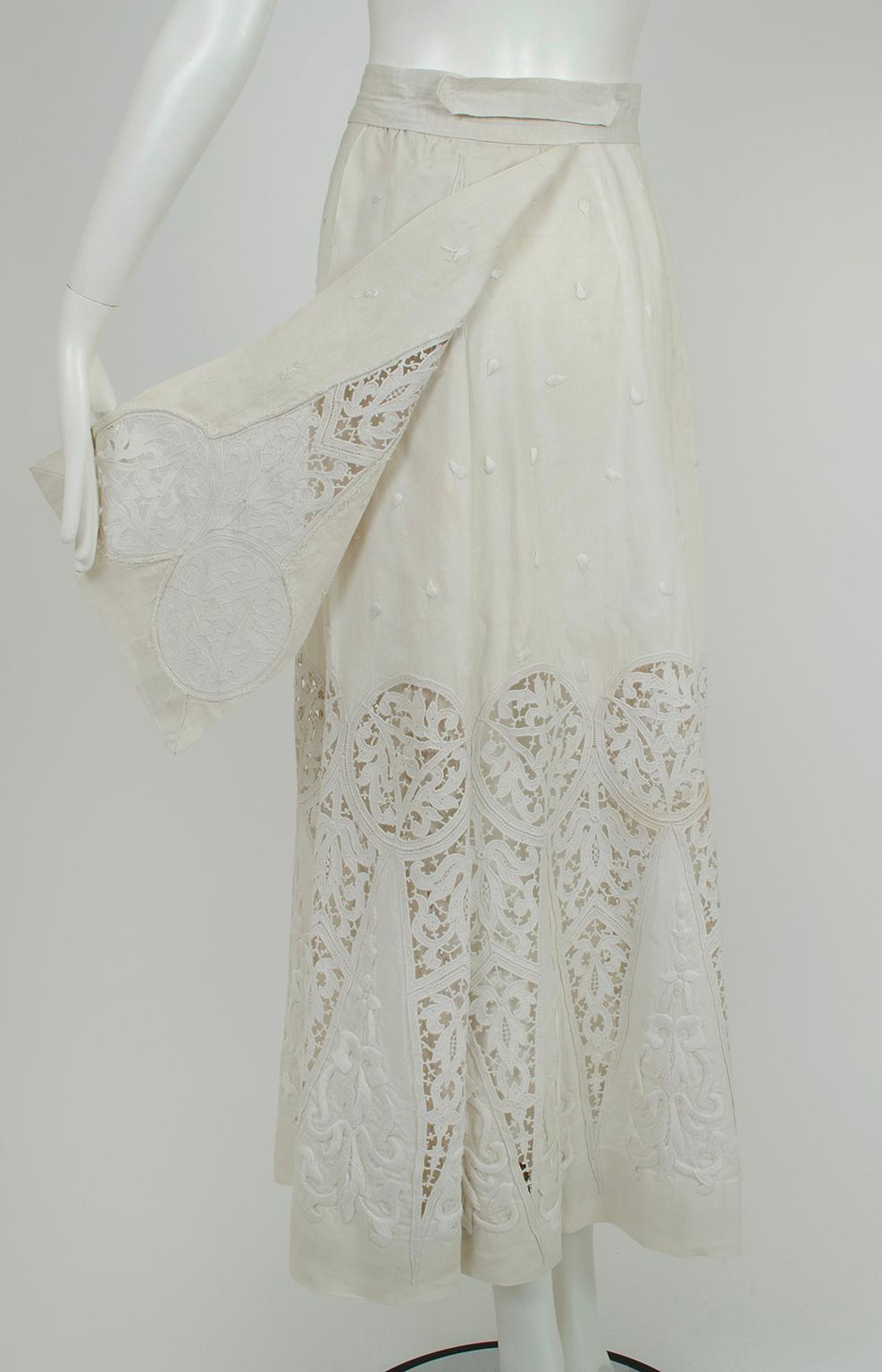 Edwardian White Irish Crochet and Cotton Walking or Wedding Suit – L, 1900s For Sale 8
